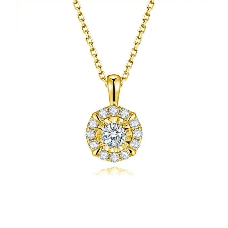 SUN diamond pendant 18k yellow gold