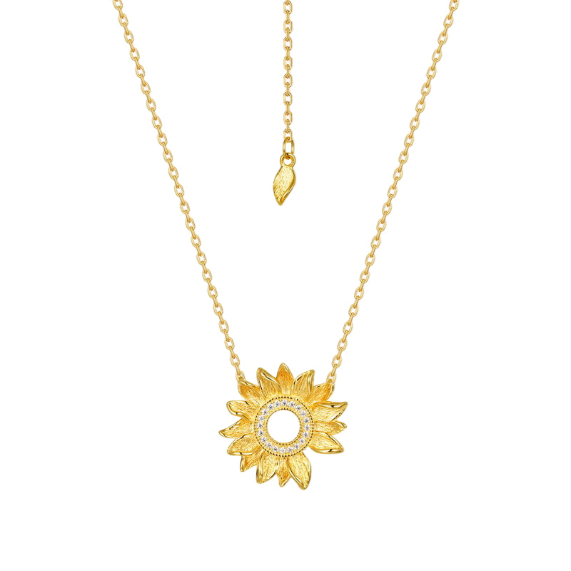 Sunflower necklace silver