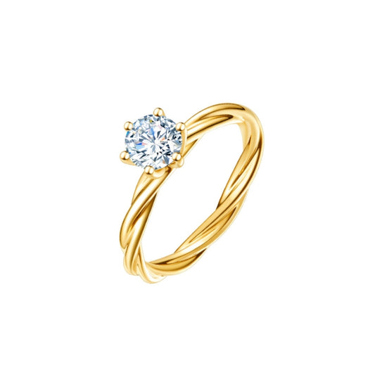 TWIST SOLITAIRE diamond ring 18k yellow gold