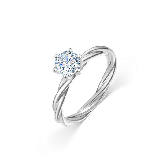 TWIST SOLITAIRE diamond ring 18k white gold