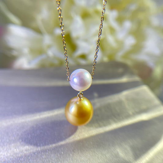 SKADIS 18k gold Akoya and Southsea gold pearl necklace - SKADIS Jewelry