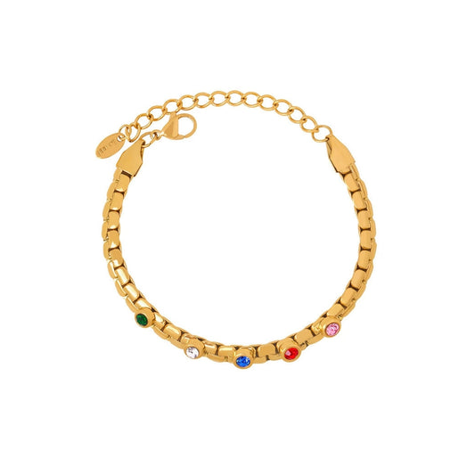 Gold-plated bracelet with colorful zirconia from SKADIS Jewelry