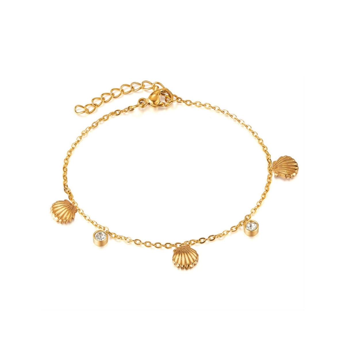 Gold bracelet with shell charms from SKADIS Jewelry