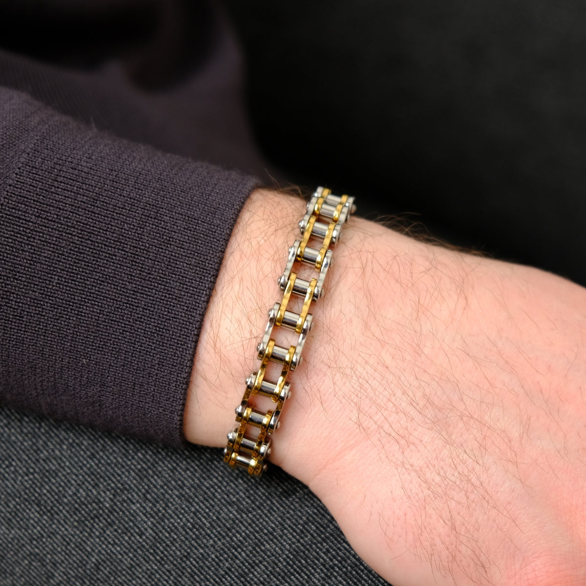 Gold and silver plated chain bracelet for men from SKADIS