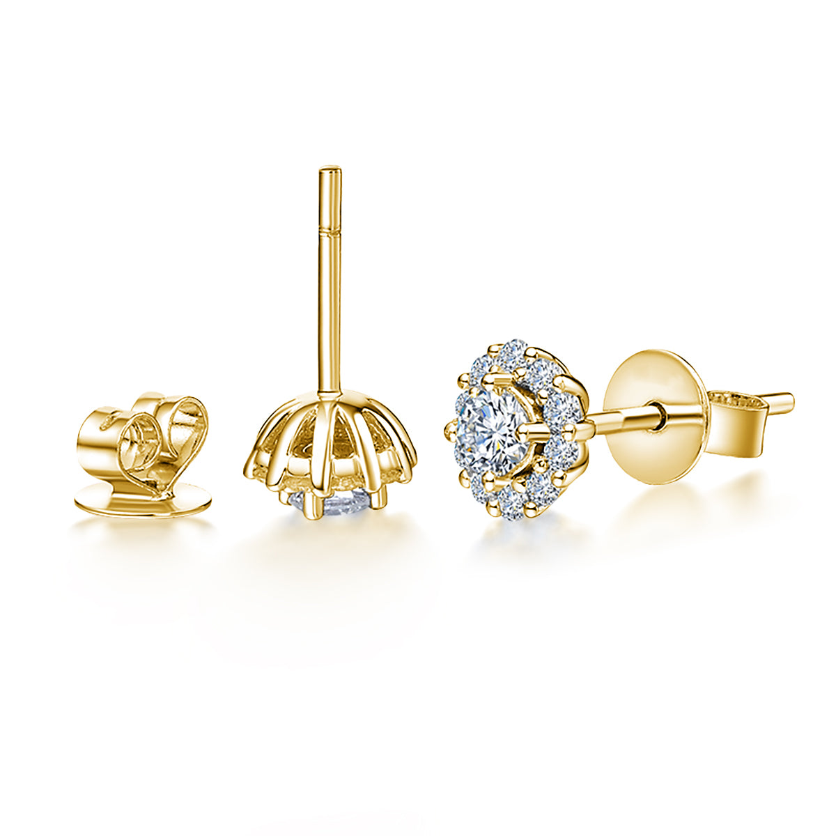 SKADIS BLOOMING diamond earring stud detail, yellow gold