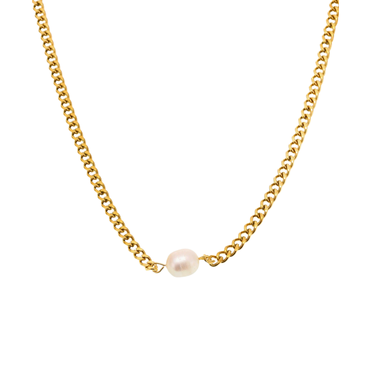 Gold chain necklace with a single pearl from SKADIS Jewelry