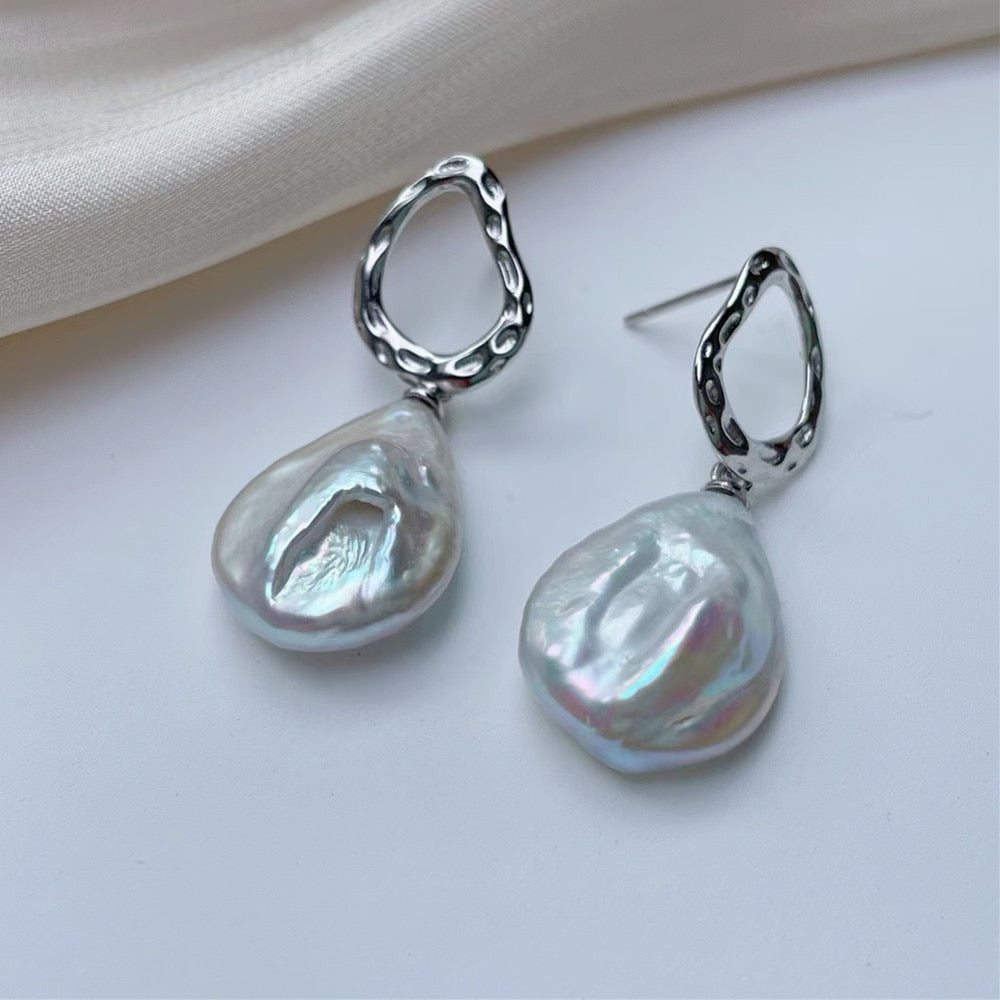 DROP Pearl earrings silver