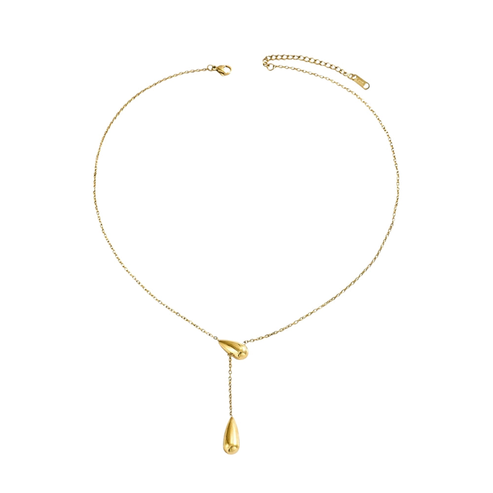 Gold necklace with a teardrop pendant from SKADIS Jewelry