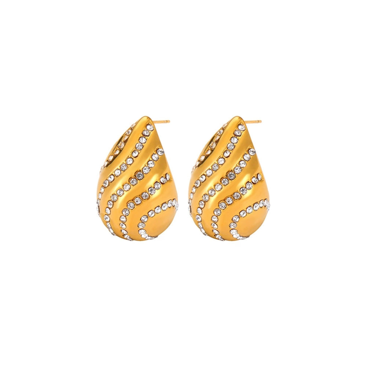 Gold teardrop earrings with zirconia