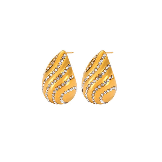 Gold teardrop earrings with zirconia
