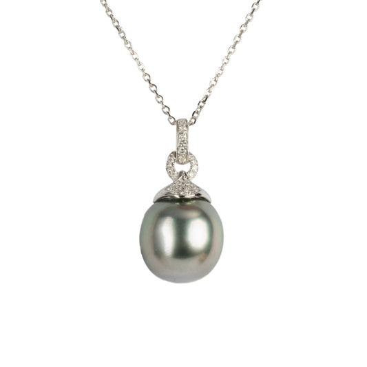 FLORA Tahithian pearl diamond pendant