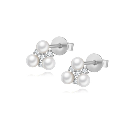 FREYA diamond pearl earring stud 18k white gold