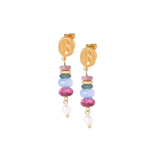 Colorful beaded earrings with gold hooks - SKADIS Jewelry