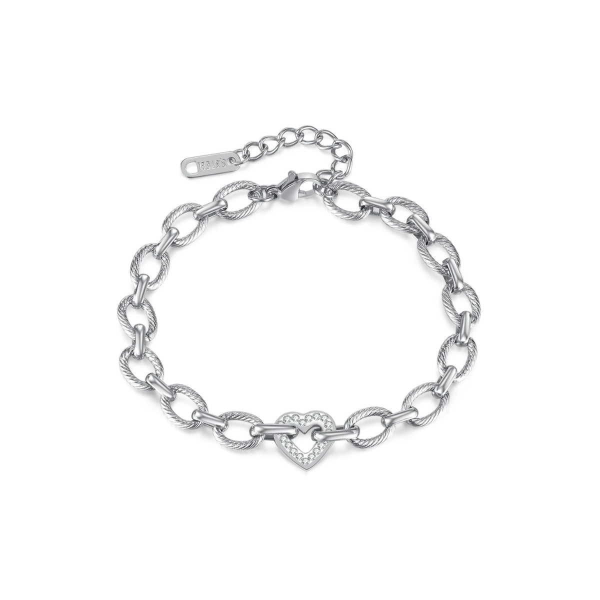 Silver chain bracelet with a heart-shaped clasp from SKADIS Jewelry