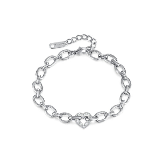Silver chain bracelet with a heart-shaped clasp from SKADIS Jewelry