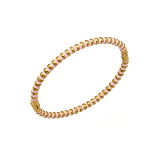 Bangle with gold and pink enamel from SKADIS Jewelry