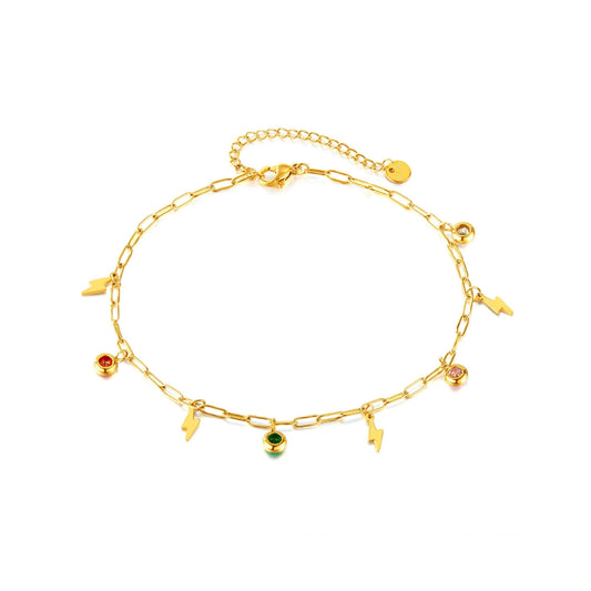 Gold bracelet with various charms skadis