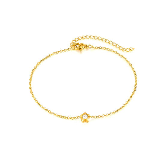 Gold-plated anklet with a small flower from SKADIS Jewelry