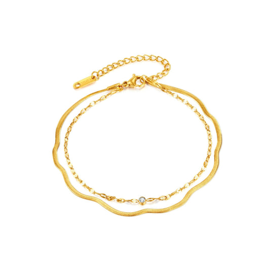 Gold-plated anklet double chains from SKADIS Jewelry