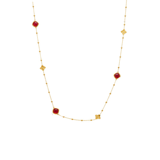 Gold necklace with red gemstones from SKADIS Jewelry