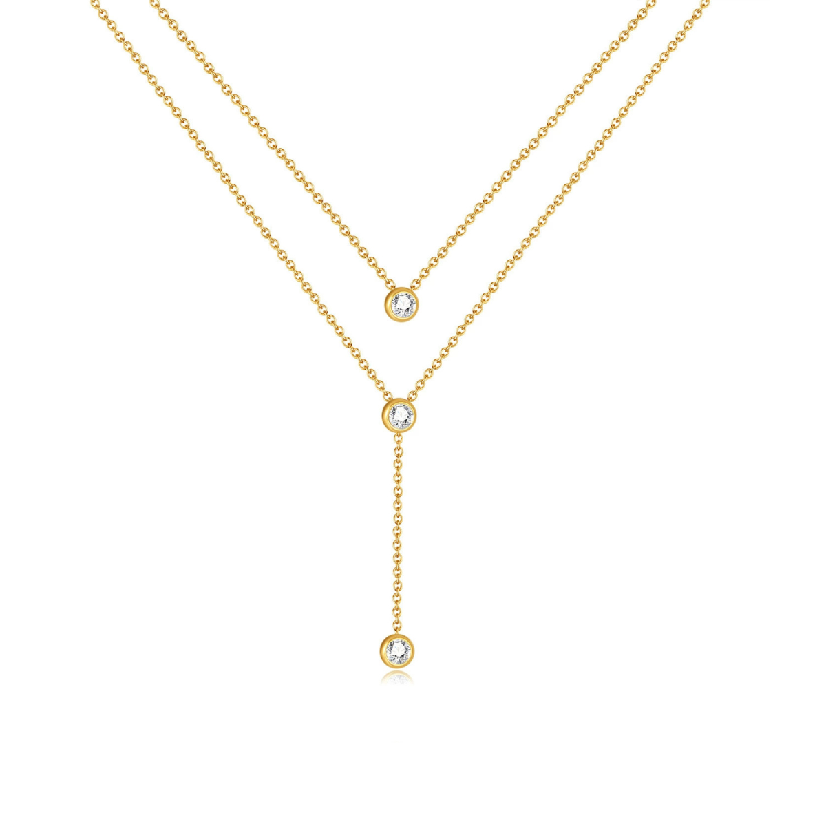 Gold-plated necklace with three small round zirconia from SKADIS Jewelry