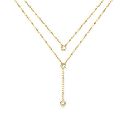 Gold-plated necklace with three small round zirconia from SKADIS Jewelry