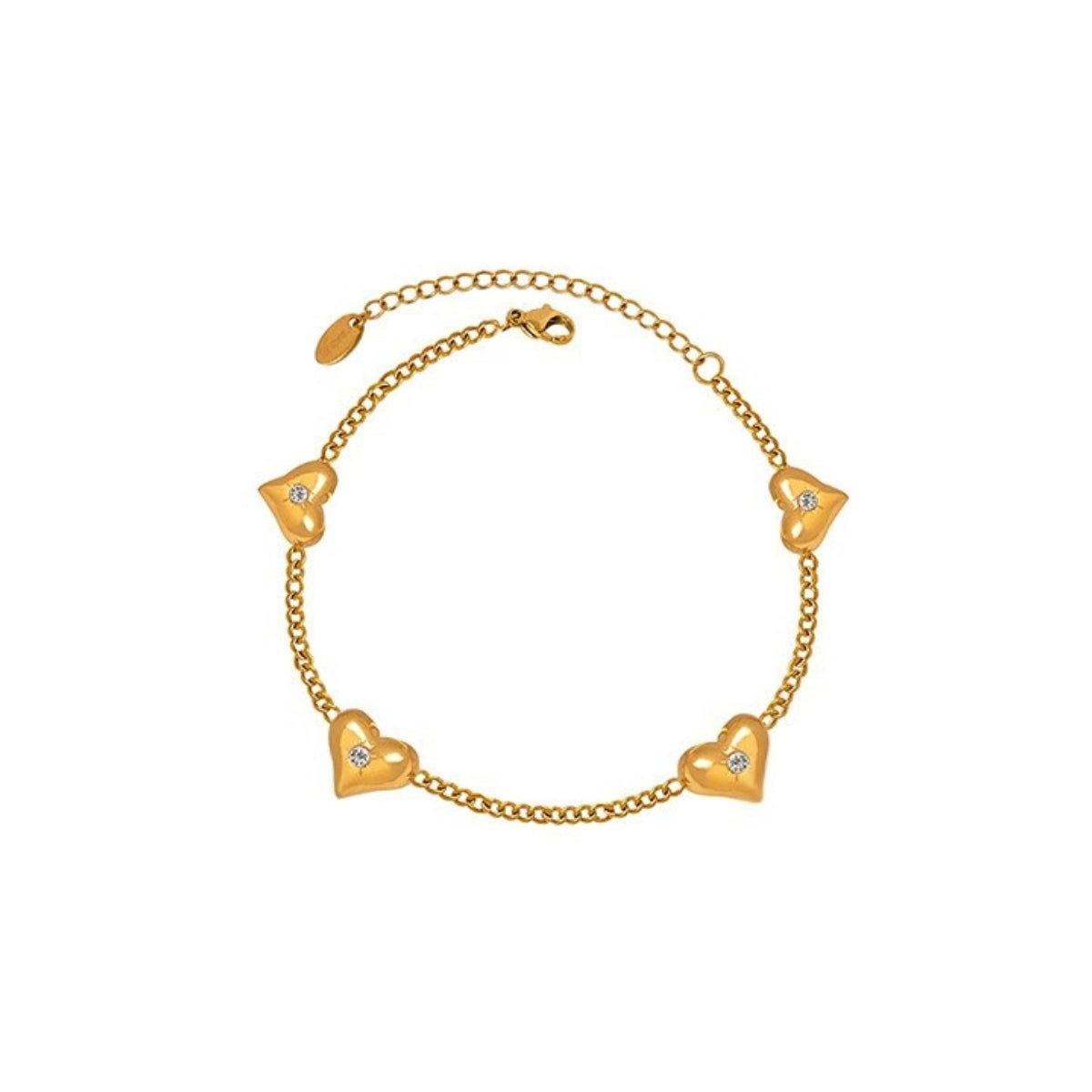 Gold bracelet with heart-shaped links from SKADIS Jewelry