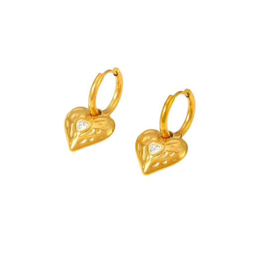 Gold-plated heart-shaped hoop earrings from SKADIS Jewelry