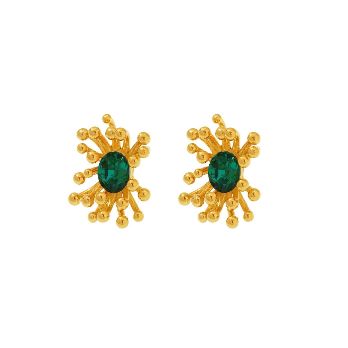 Gold earrings with green zirconia from SKADIS Jewelry