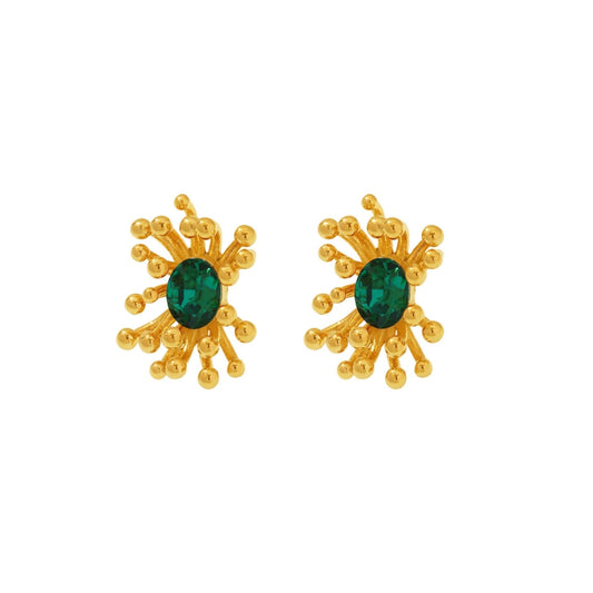 Gold earrings with green zirconia from SKADIS Jewelry