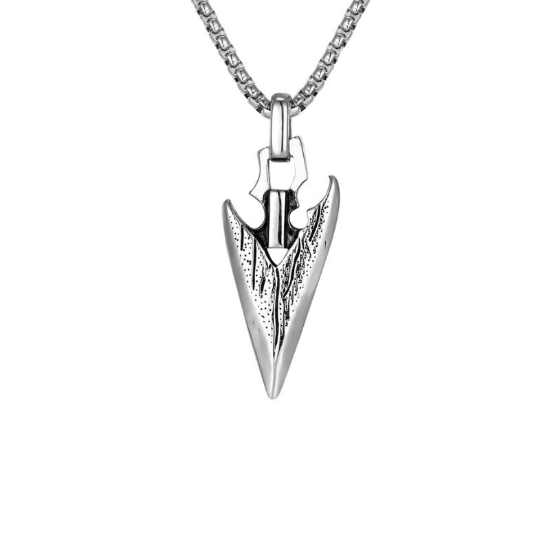 Steel arrowhead pendant on a chain for men from SKADIS Jewelry