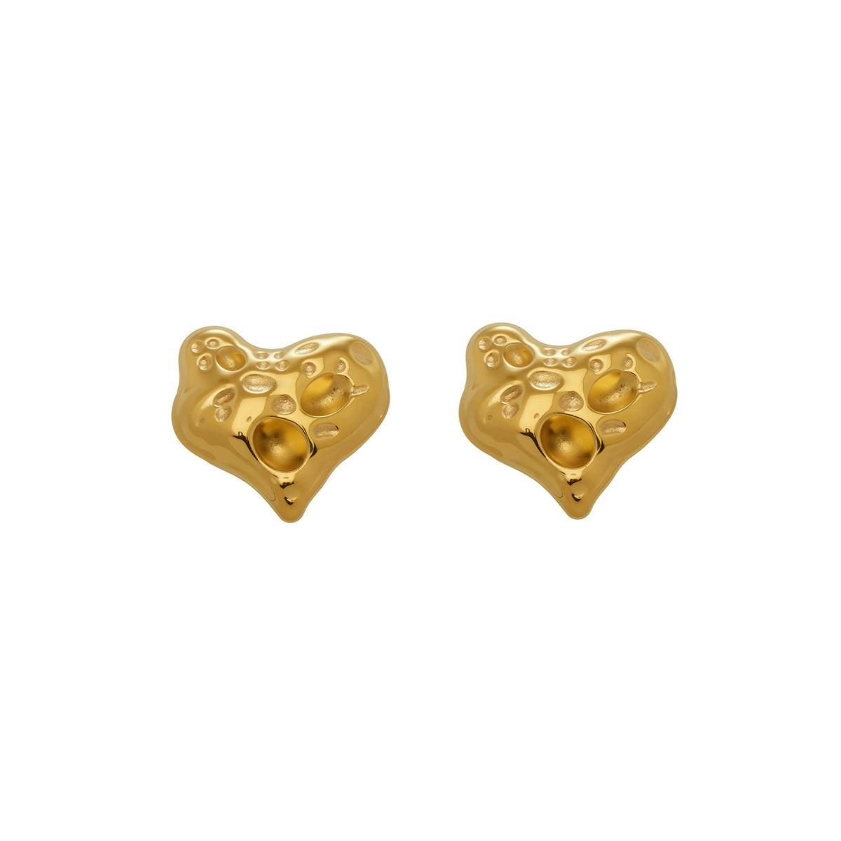 Gold heart-shaped earrings from SKADIS Jewelry