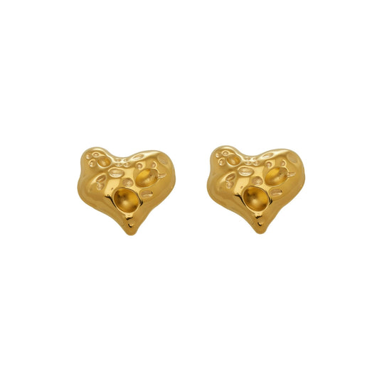Gold heart-shaped earrings from SKADIS Jewelry
