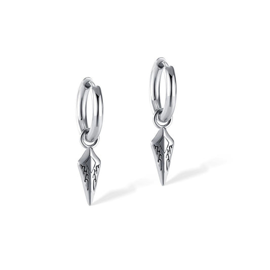 Pair of hoop earrings with sword-shaped pendants from SKADIS Jewelry
