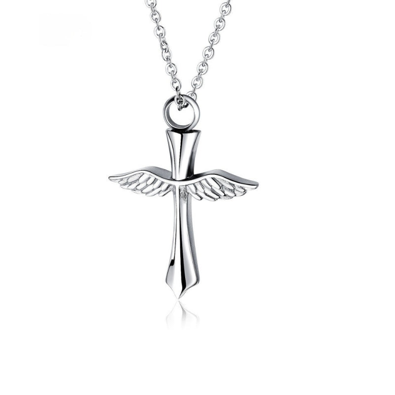 Steel cross pendant with wings from SKADIS Jewelry
