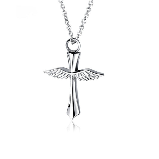 Steel cross pendant with wings from SKADIS Jewelry