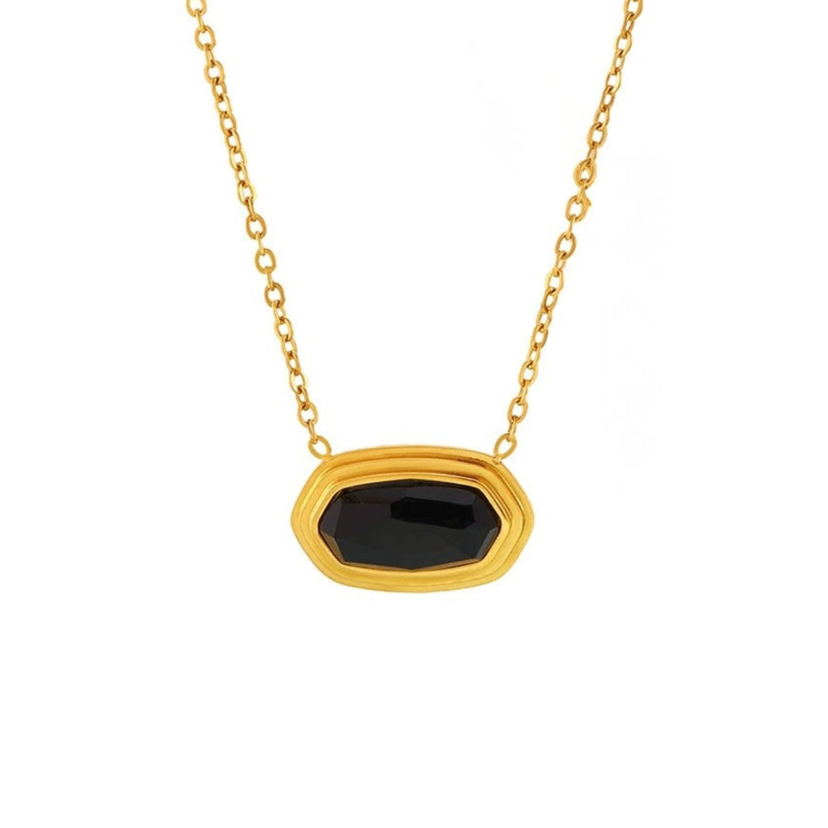 LINEA Necklace Black Agate Gold-plated SKADIS