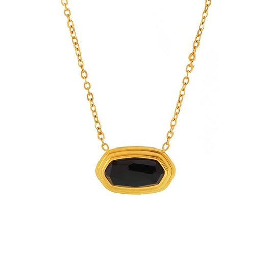 LINEA Necklace Black Agate Gold-plated SKADIS