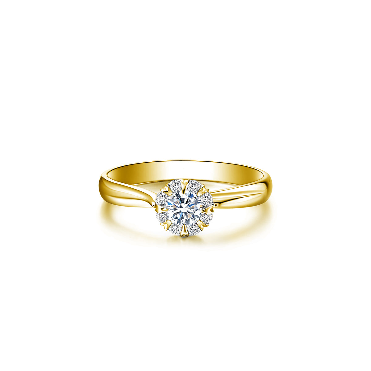 SKADIS LOVE STAR diamond ring detail, yellow gold