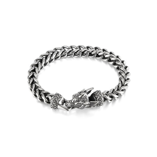 Steel chain bracelet with dragon clasp for men from SKADIS Jewelry