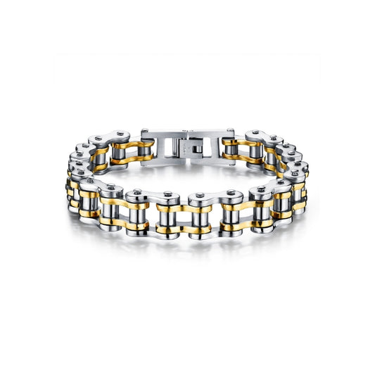 Two-tone steel and gold-plated chain bracelet for men from SKADIS Jewelry