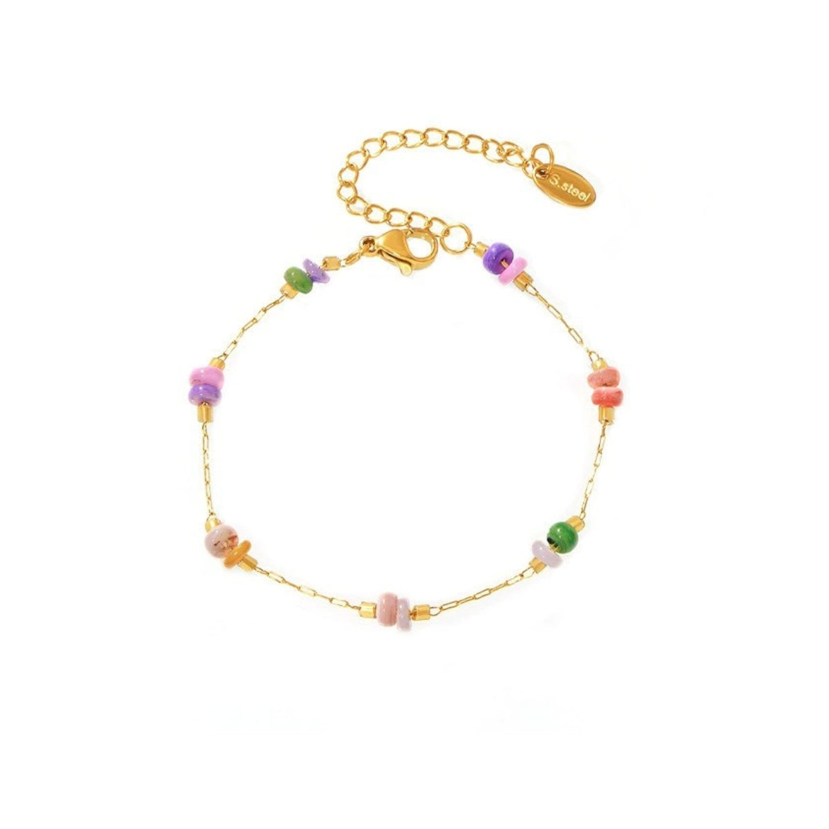 Gold bracelet with colorful beads SKADIS Jewelry