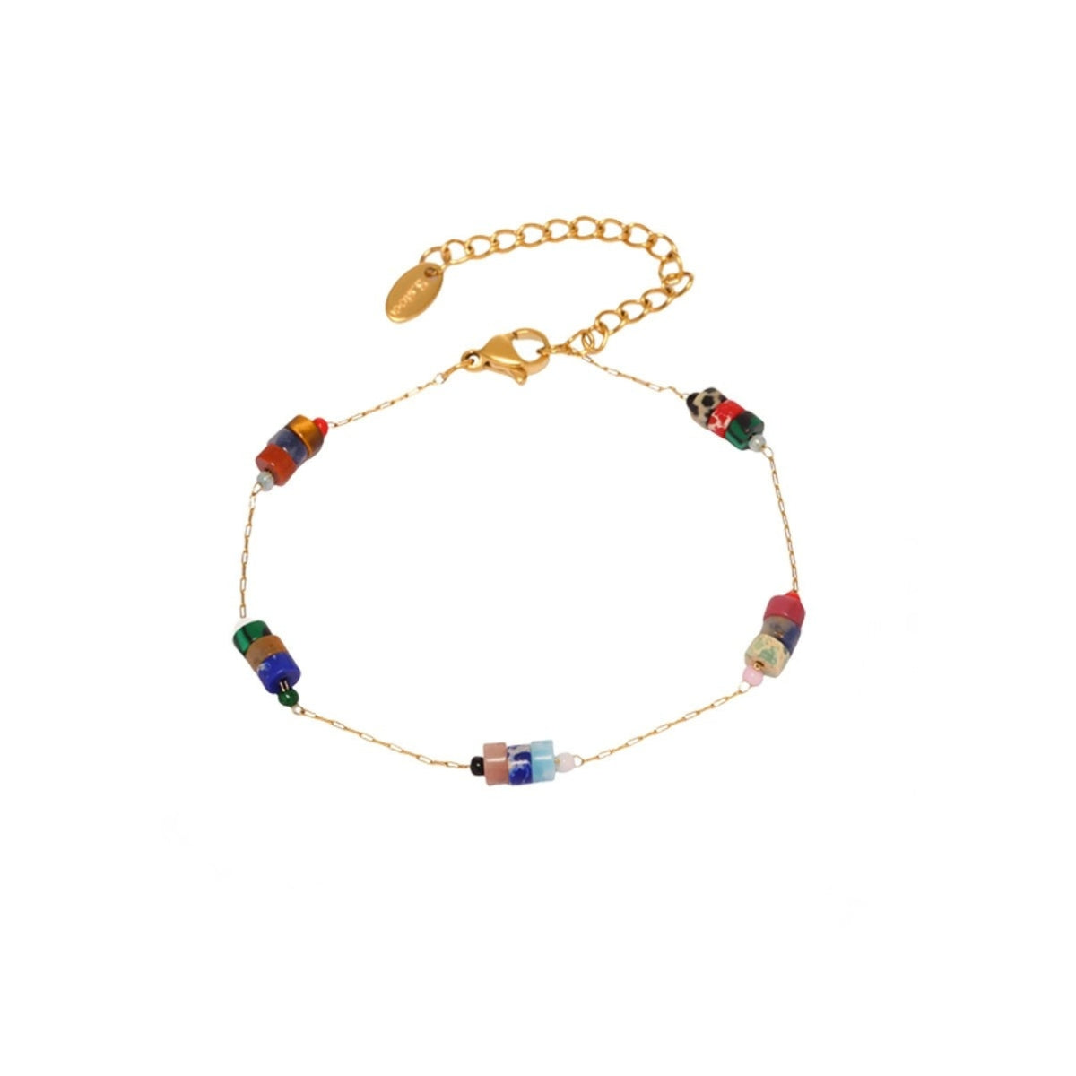 Gold bracelet with colorful beads from SKADIS Jewelry