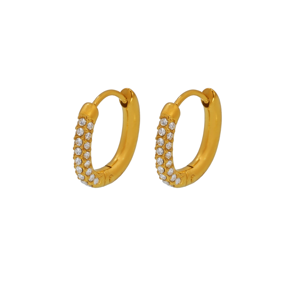 Classic gold hoop earrings with zirconia from SKADIS Jewelry