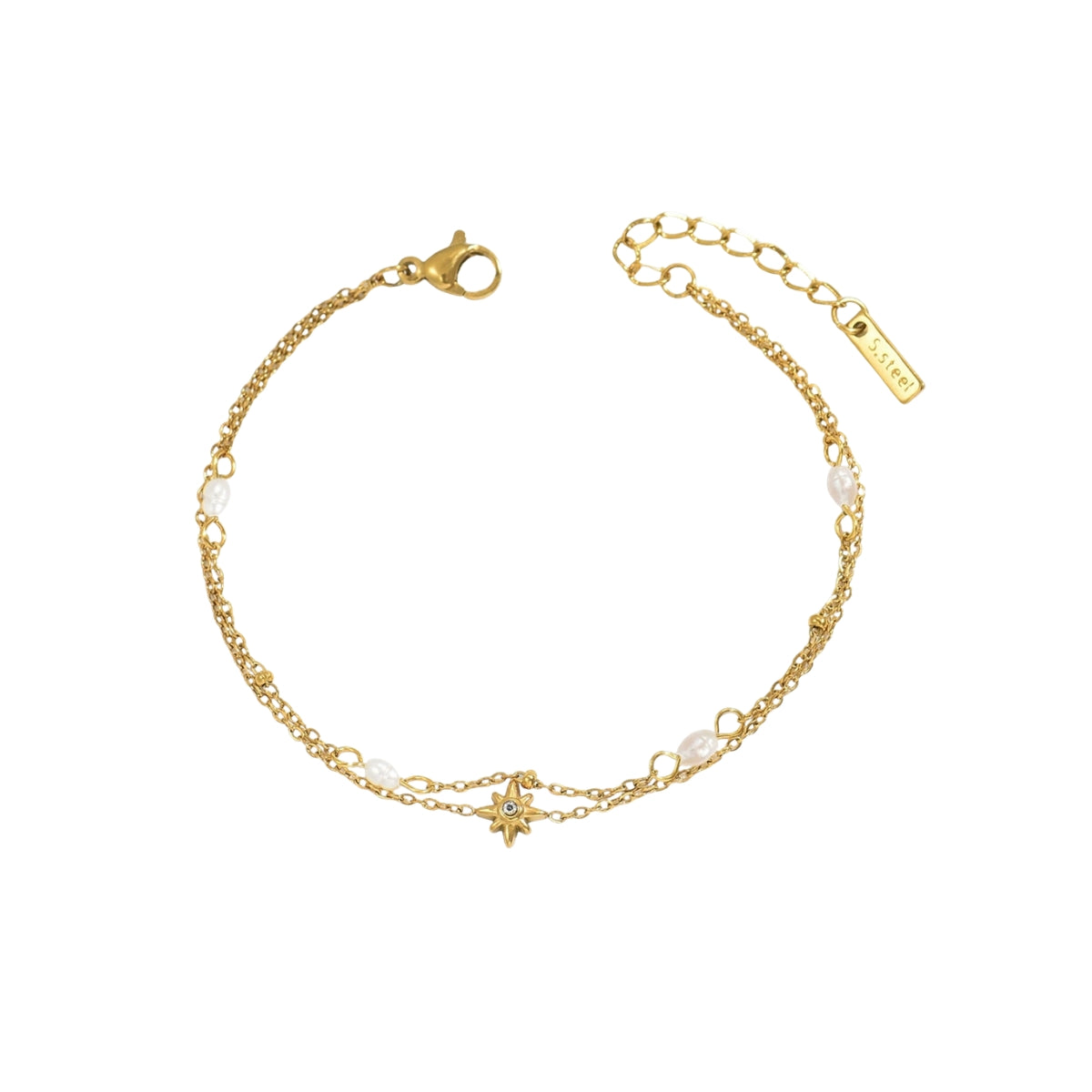 Gold bracelet with star charm and pearls from SKADIS Jewelry
