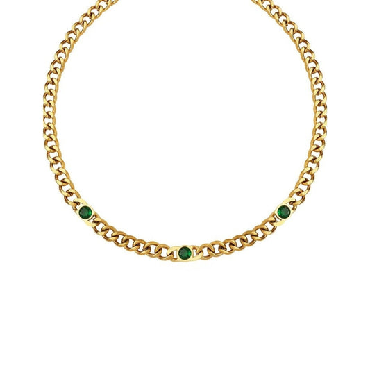 RONJA Gold-plated Necklace with green zirconia – SKADIS Jewelry Copenhagen