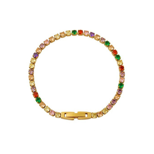 Multicolored zirconia bracelet with gold-plated from SKADIS Jewelry