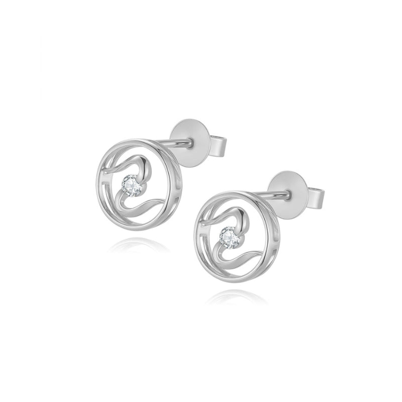 SKADI diamond earring stud, 18k white gold