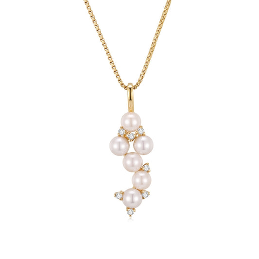 SKADIS FREYA pearl diamond pendant, 18k gold