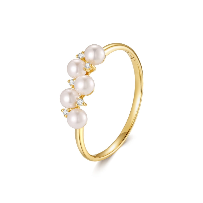 SKADIS FREYA pearl and diamond ring, 18k white gold